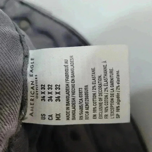Distressed American Eagle Men’s Move Free Slim Jeans Airflex+ Size 34x32 Gray - Picture 5 of 11